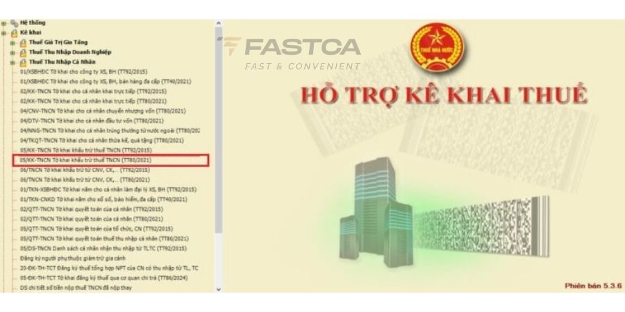 Nộp tờ khai bổ sung quyết toán thuế TNCN trên HTKK - bước 1
