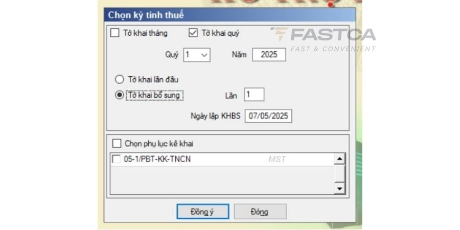 Nộp tờ khai bổ sung quyết toán thuế TNCN trên HTKK - bước 2