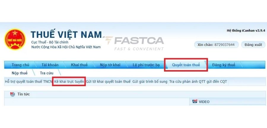 Nộp tờ khai bổ sung quyết toán thuế TNCN trên Thuế điện tử - bước 2