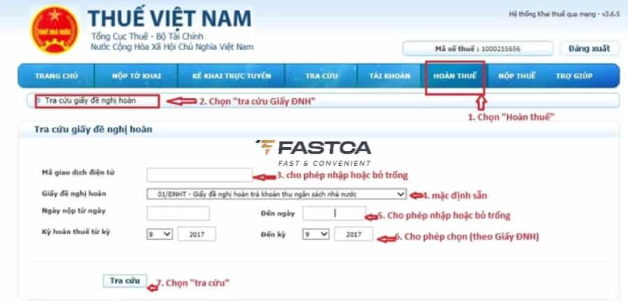 Tra cứu Giấy đề nghị hoàn thuế thu nhập cá nhân - bước 3