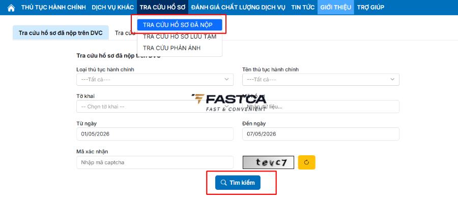 tra cứu tờ khai quyết toán thuế tncn qua dịch vụ công - bước 3