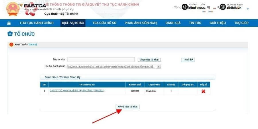 cách nộp tờ khai thuế gtgt trên dịch vụ công - bước 5