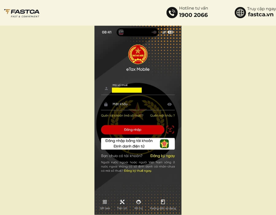 Cách tra cứu nợ thuế hộ kinh doanh trên Etax Mobile - Bước 1