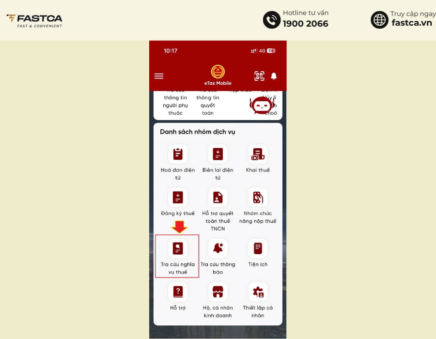 Cách tra cứu nợ thuế hộ kinh doanh trên Etax Mobile - Bước 2