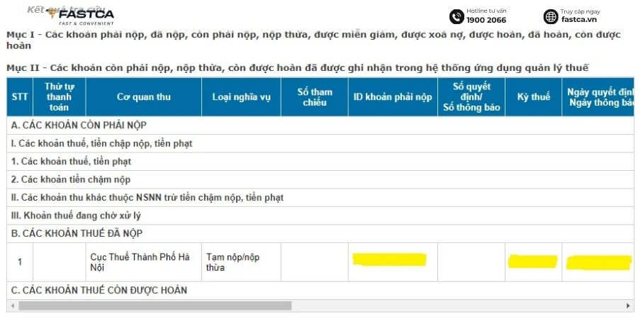 Cách kiểm tra nợ thuế hộ kinh doanh trên Cổng Thuế điện tử - Bước 3.4