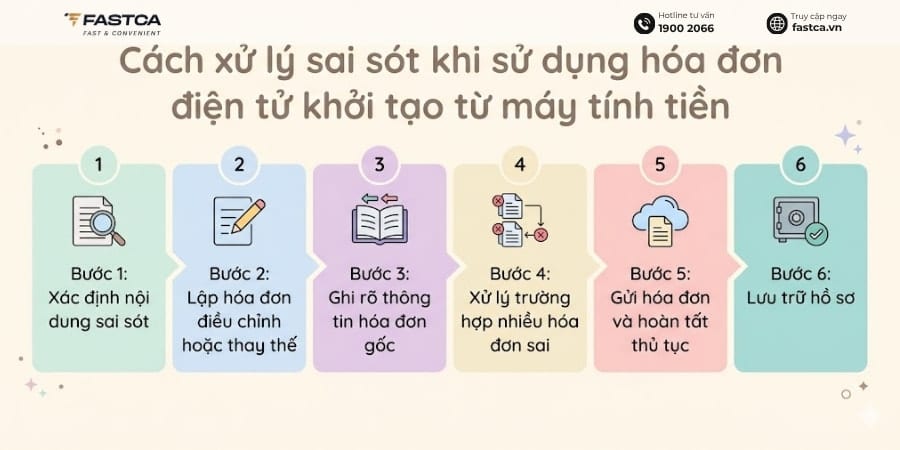 cách xử lý sai sót trong quá trình sử dụng hóa đơn khởi tạo từ máy tính tiền
