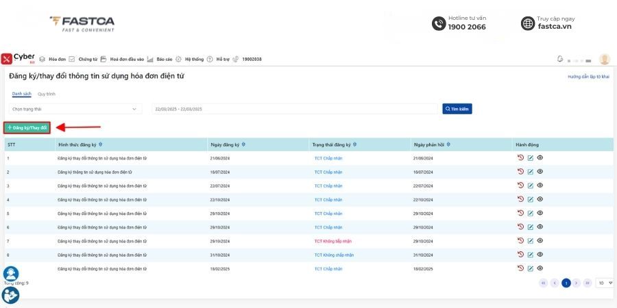 Cách đăng ký hóa đơn khởi tạo từ máy tính tiền qua xcyber - bước 2.1