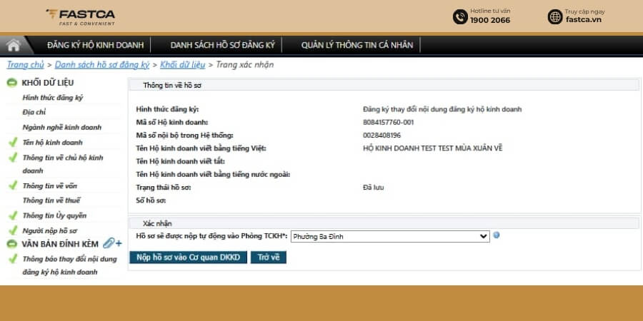 đăng ký thêm ngành nghề kinh doanh cho hộ kinh doanh online - bước 8