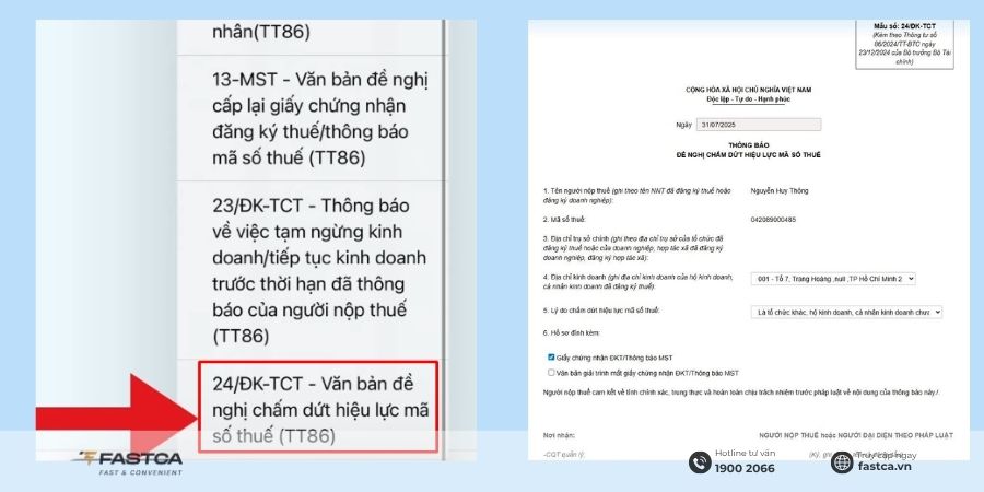 thủ tục đóng mã số thuế hộ kinh doanh trên thuế điện tử - bước 3