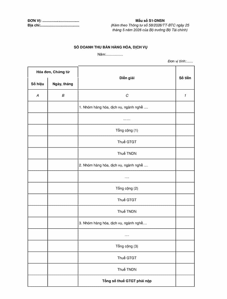 mẫu sổ s1-dnsn chi tiết