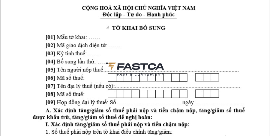 mẫu tờ khai bổ sung thuế gtgt
