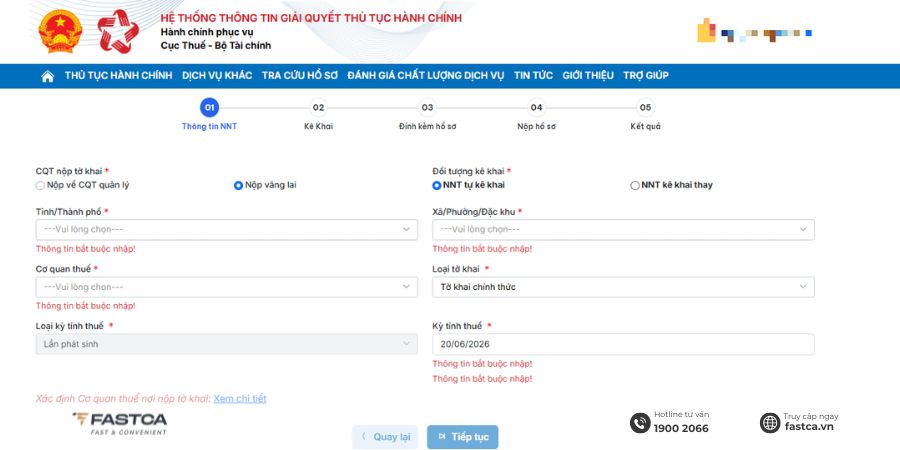 thủ tục đóng mã số thuế hộ kinh doanh trên dịch vụ công - bước 3