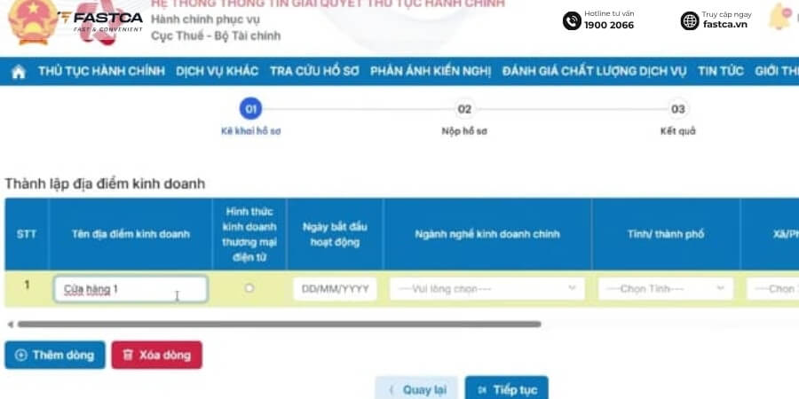 thủ tục thay đổi địa chỉ hộ kinh doanh online qua Dịch vụ công - bước 7
