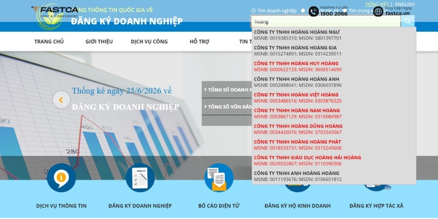 tra cứu tên hộ kinh doanh trên cổng thông tin quốc gia về đăng ký doanh nghiệp