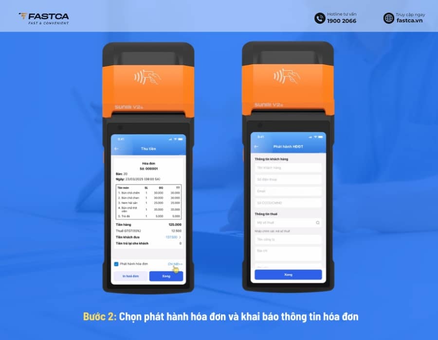 Xuất hóa đơn điện tử từ máy tính tiền trên máy POS cầm tay - Bước 2