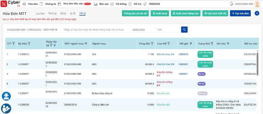 Xuất hóa đơn từ máy tính tiền trực tiếp trên xCyber Bill - Bước 3