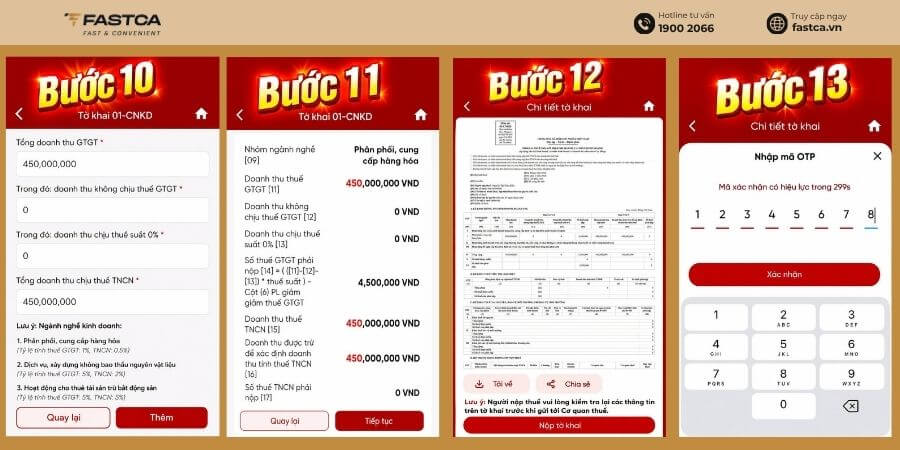 hộ kinh doanh kê khai thuế quý 2 trên etax mobile - bước 10-11-12-13