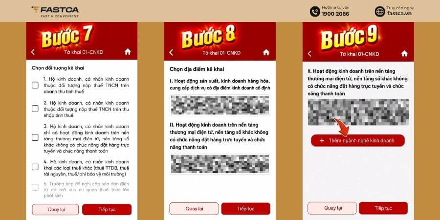 hộ kinh doanh kê khai thuế quý 2 trên etax mobile - bước 7-8-9