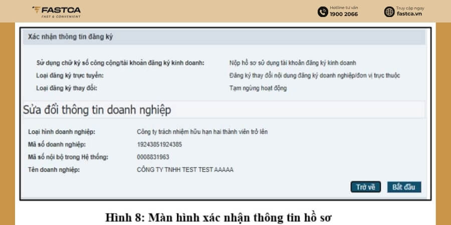 nộp hồ sơ tạm ngừng kinh doanh qua mạng - bước 5