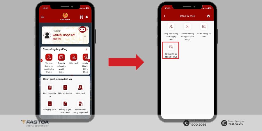 Đăng ký cá nhân kinh doanh trên Etax Mobile - Bước 1