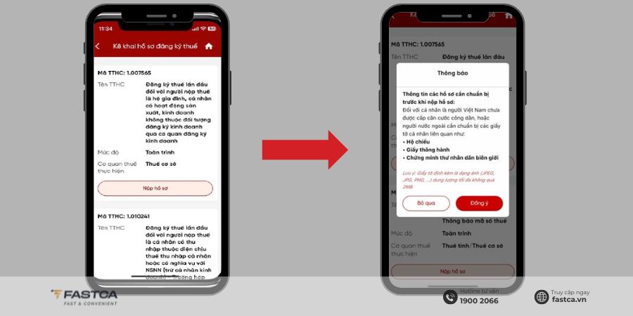 Đăng ký cá nhân kinh doanh trên Etax Mobile - Bước 2