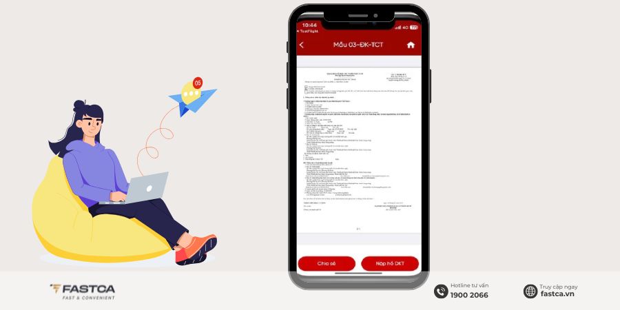 Đăng ký cá nhân kinh doanh trên Etax Mobile - Bước 8