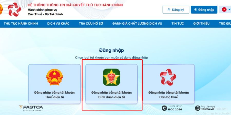 Đăng ký mã số thuế cá nhân kinh doanh trên Dịch vụ công - Bước 2.1