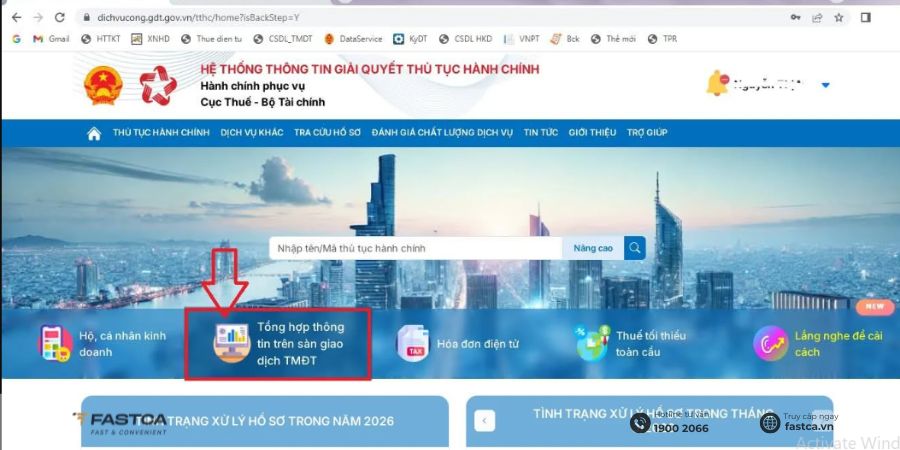 Đăng ký mã số thuế cá nhân kinh doanh trên Dịch vụ công - Bước 3