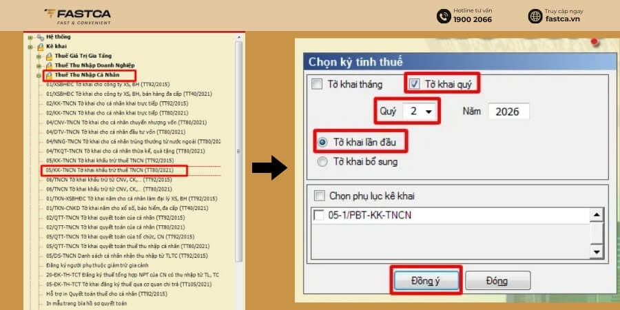 kê khai thuế tncn theo quý trên htkk- bước 1
