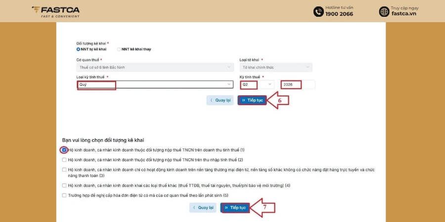 Cách kê khai thuế hộ kinh doanh nhóm 2 - bước 4.1