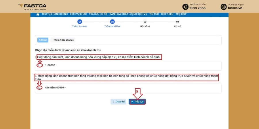 Cách kê khai thuế hộ kinh doanh nhóm 2 - bước 4.2