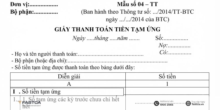giấy đề nghị thanh toán tạm ứng theo thông tư 200