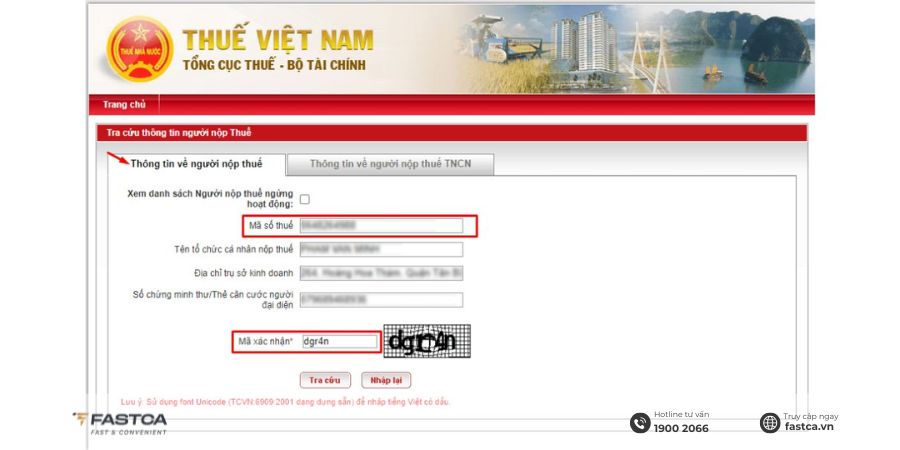 Tra cứu thông tin hộ kinh doanh bằng CCCD trên Website Tổng Cục Thuế - bước 1