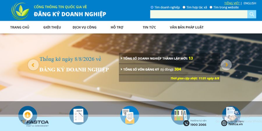Tra cứu thông tin hộ kinh doanh bằng mã số thuế trên Cổng thông tin quốc gia - bước 1