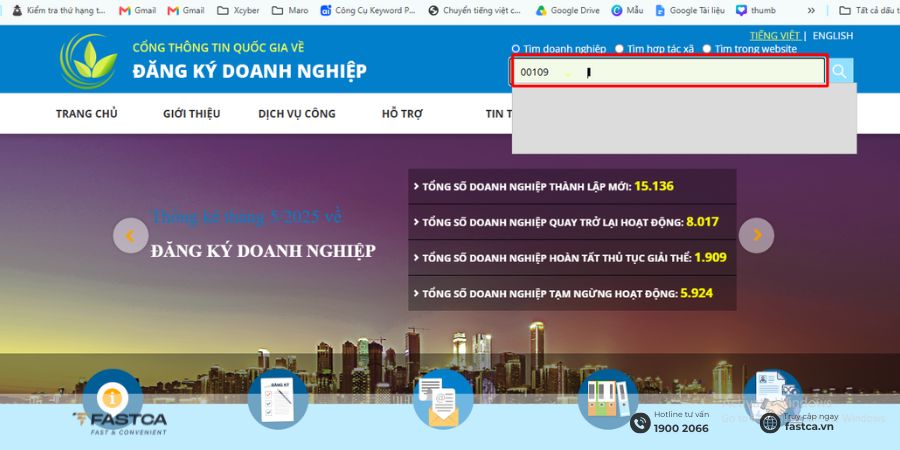 Tra cứu thông tin hộ kinh doanh bằng mã số thuế trên Cổng thông tin quốc gia - bước 2