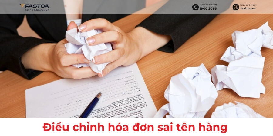 điều chỉnh hóa đơn sai tên hàng